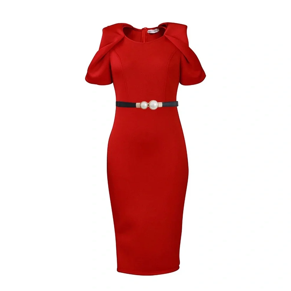 Thin Double Faux Pearl‎ Buckle Solid Color PU Leather Waist Thin Belt One Size